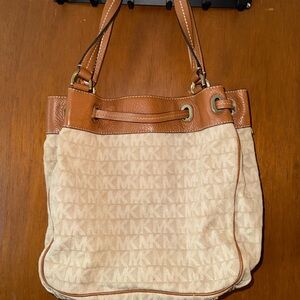 Michael Kors Tan and Brown Shoulder Bag with Signature Design